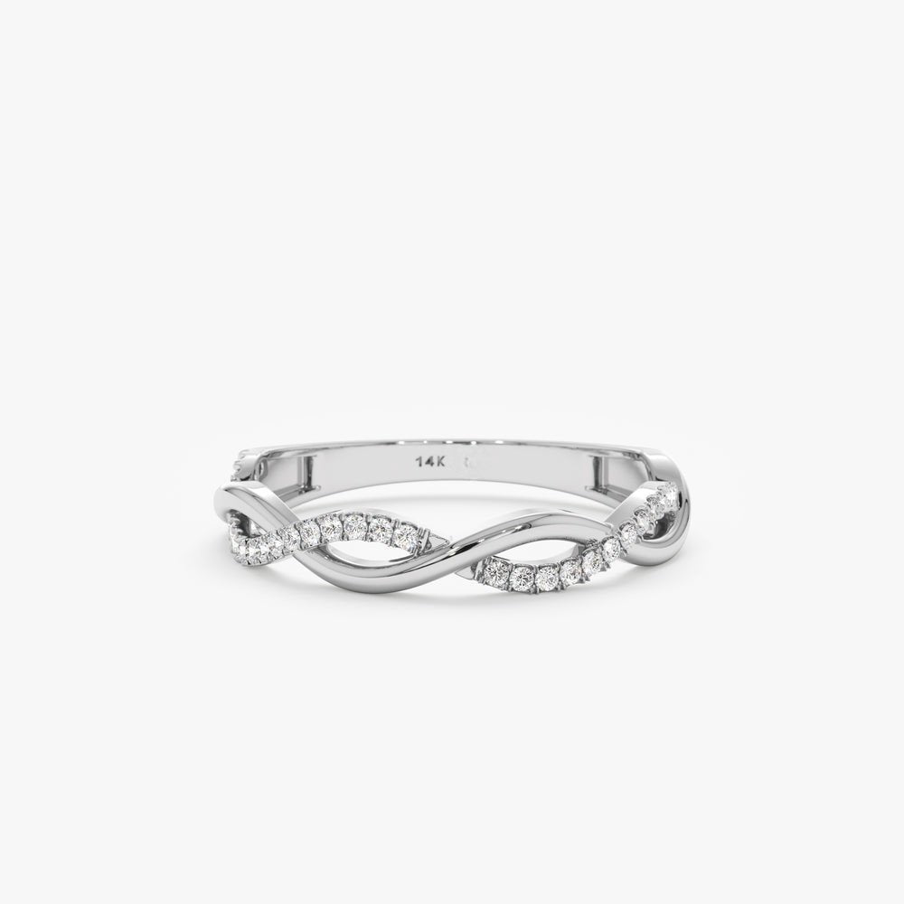 Solid Gold Twisted Diamond Half Eternity Ring