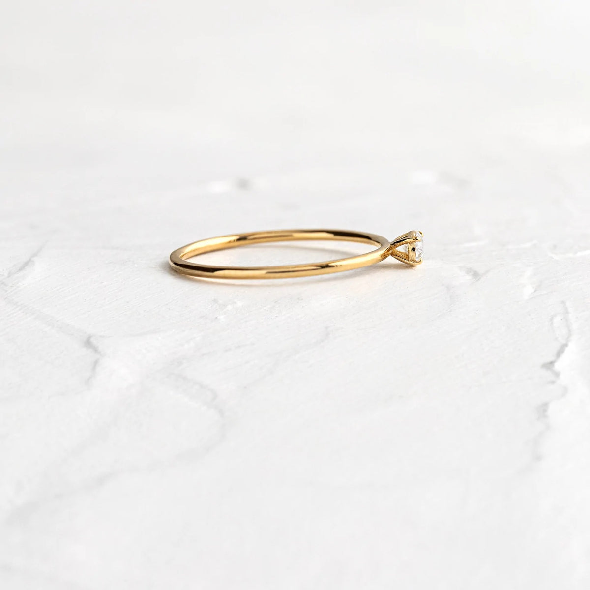 Solid Gold Whisper Stacking Ring, Oval Diamond Engagement Ring