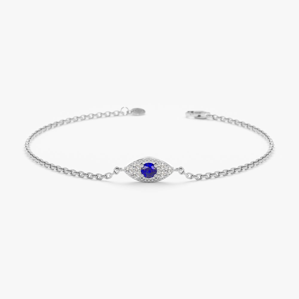 Solid Gold Bold Sapphire Diamond Eye Bracelet