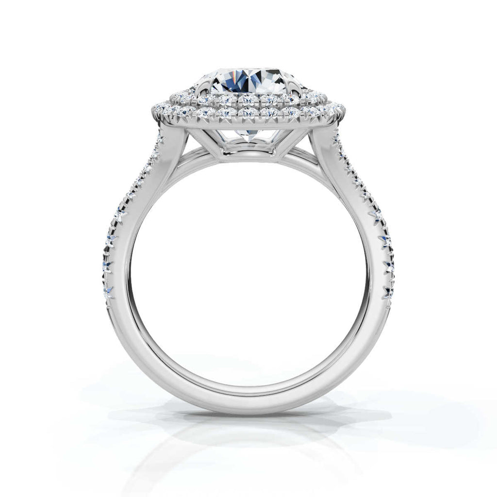 Solid Gold 3 CT Pave Set Halo Lab Grown Diamond Engagement Ring