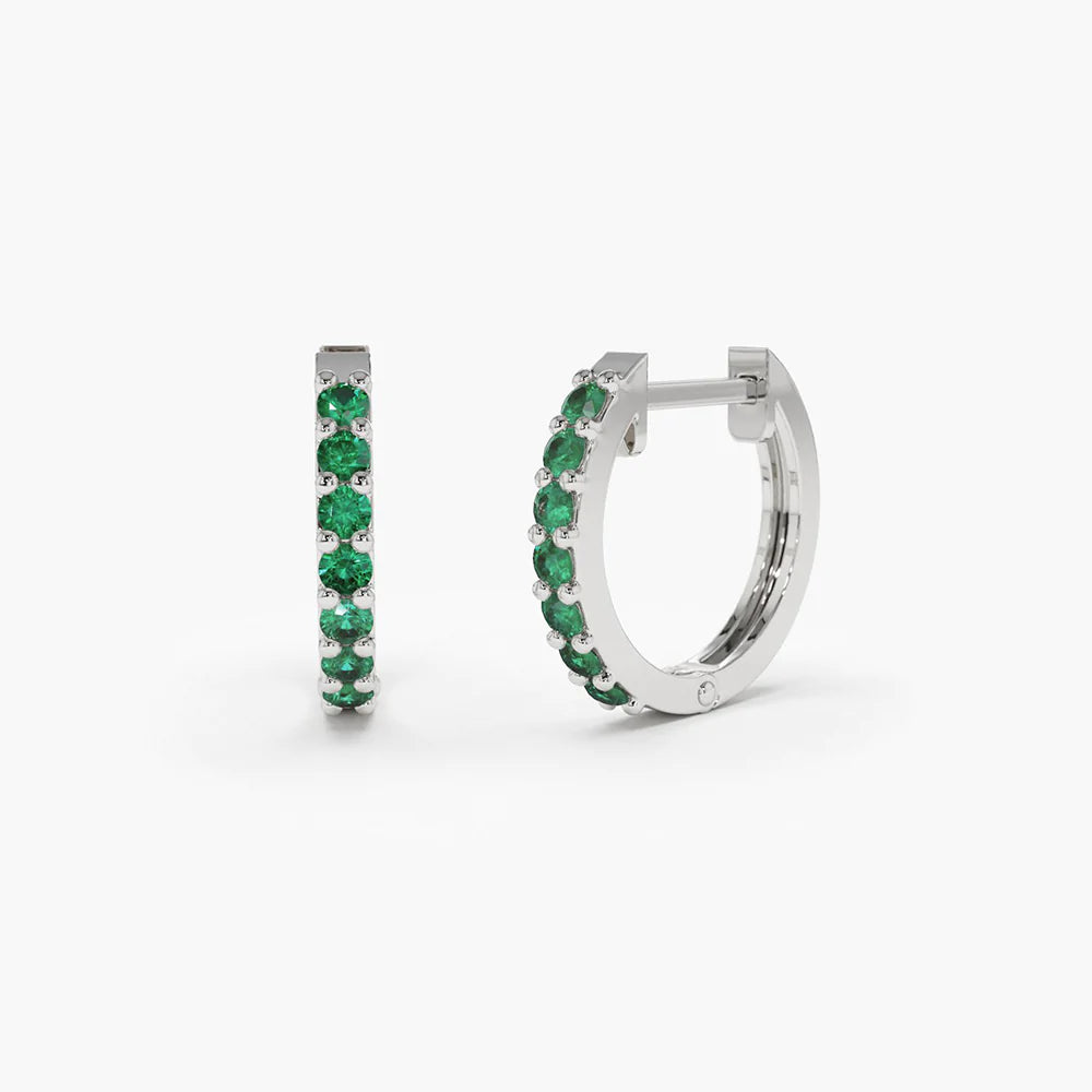 Solid Gold Emerald Heggie Hoop Earrings
