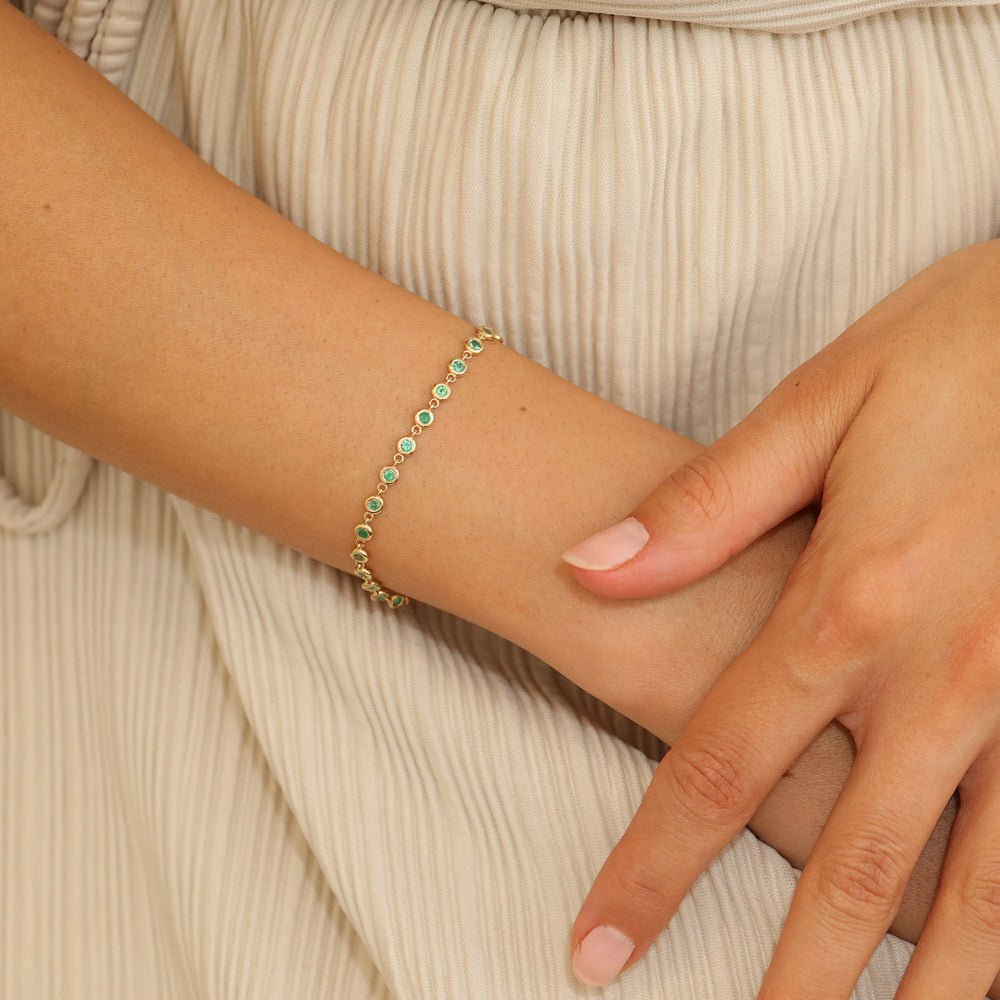 Solid Gold Emerald Tennis Bracelet (2A8F77)