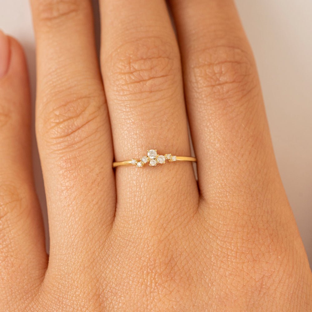 Solid Gold Petite Diamond Cluster Ring (7EC0BC)