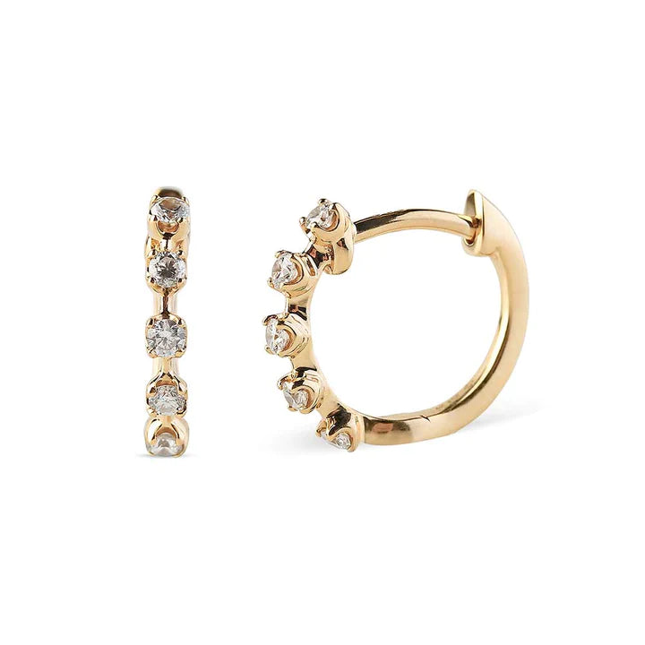 Solid Gold Honor Floating Diamond Huggies