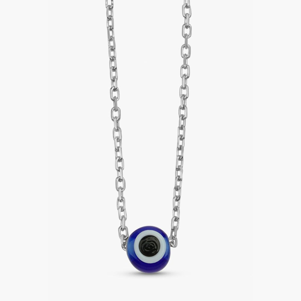 Solid Gold Evil Eye Glass Bead Necklace