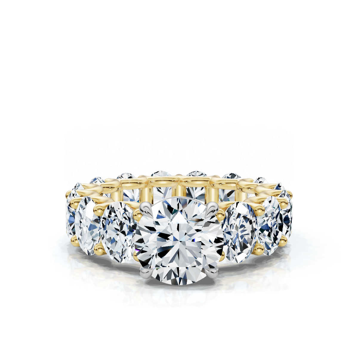 18K Solid Gold Bold Oval & Round Lab Grown Diamond Ring