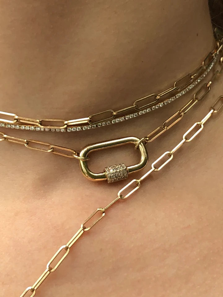 Solid Gold Signature Paperclip Chain with Round Loops
