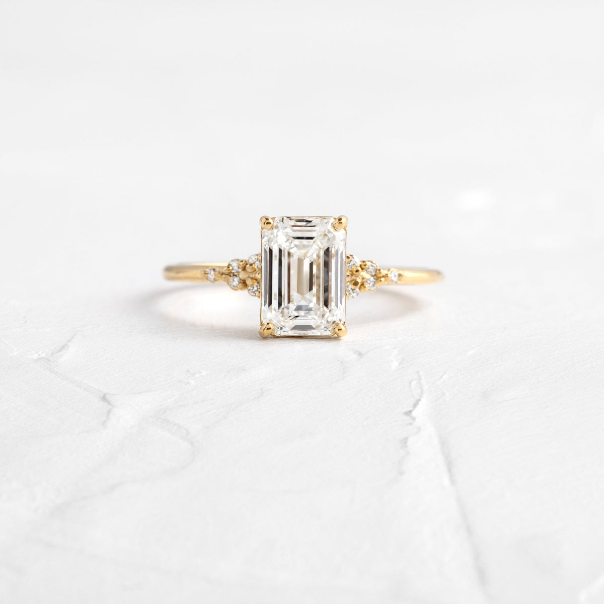 Solid Gold 2 CT Emerald Cut Moissanite Engagement Ring