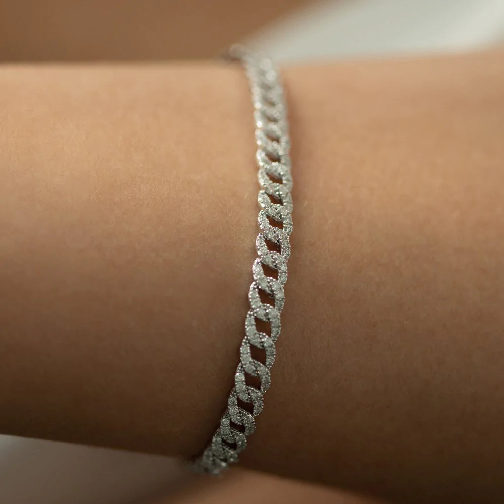 Solid Gold 4.8MM Diamond Cuban Link Bracelet