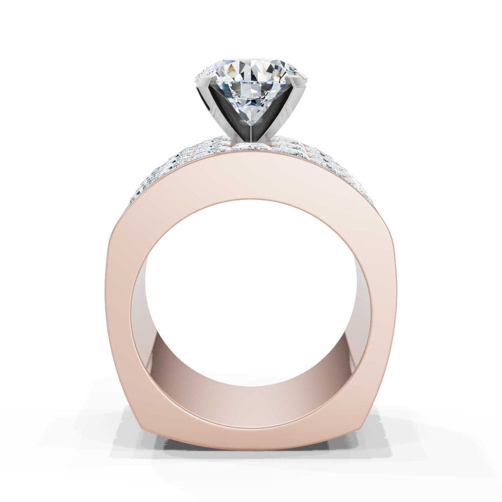 Solid Gold Triple Shank Lab Grown Diamond Ring