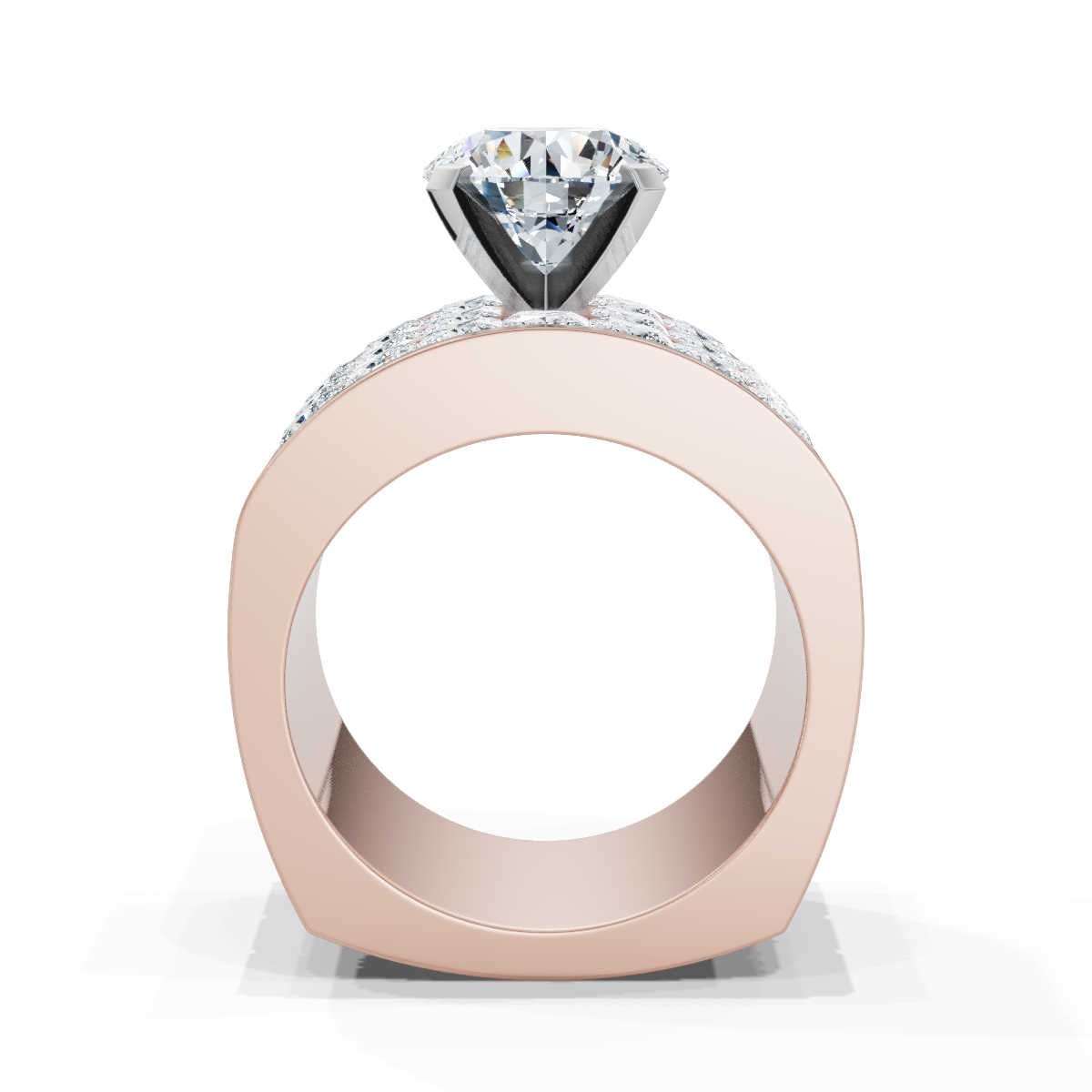 Solid Gold Triple Shank Lab Grown Diamond Ring