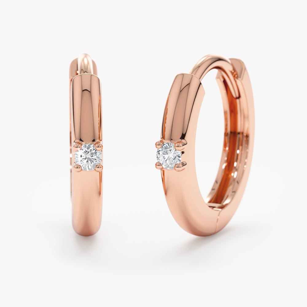 Solid Gold Single Diamond Huggies