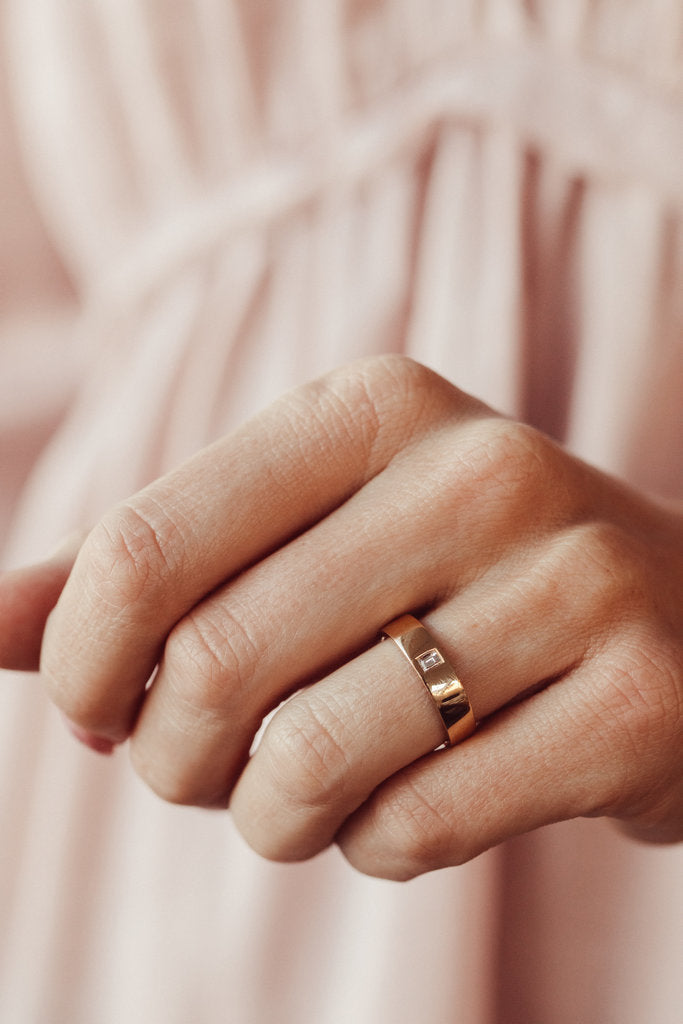 Solid Gold Baguette Diamond Band