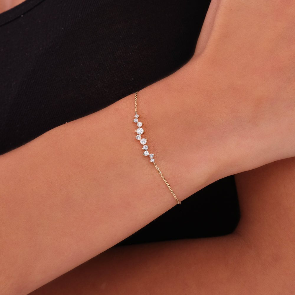 Solid Gold Diamond Cluster Bracelet