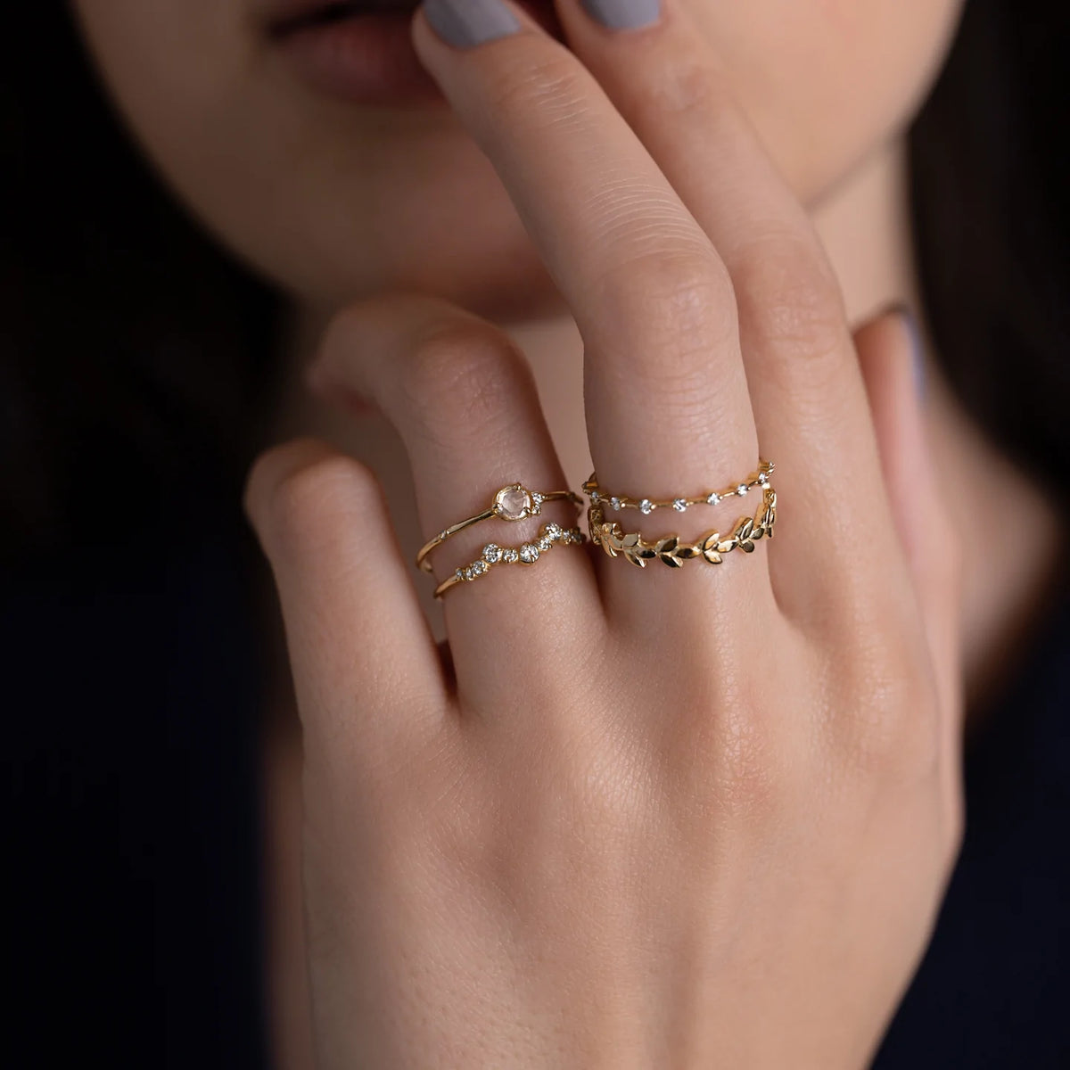 Solid Gold Lab-Grown Diamond Flurry Ring in Rose Cut Diamond