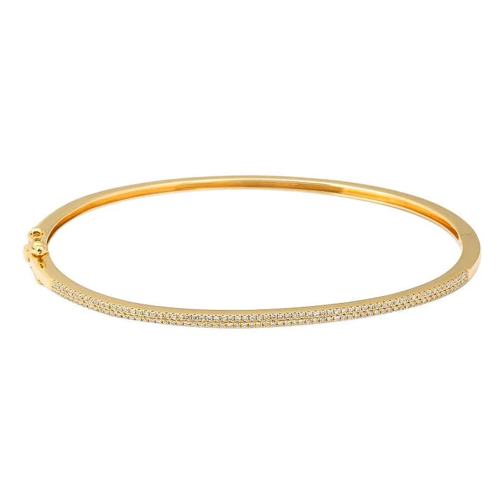 Solid Gold Petite Pave Diamond Bangle