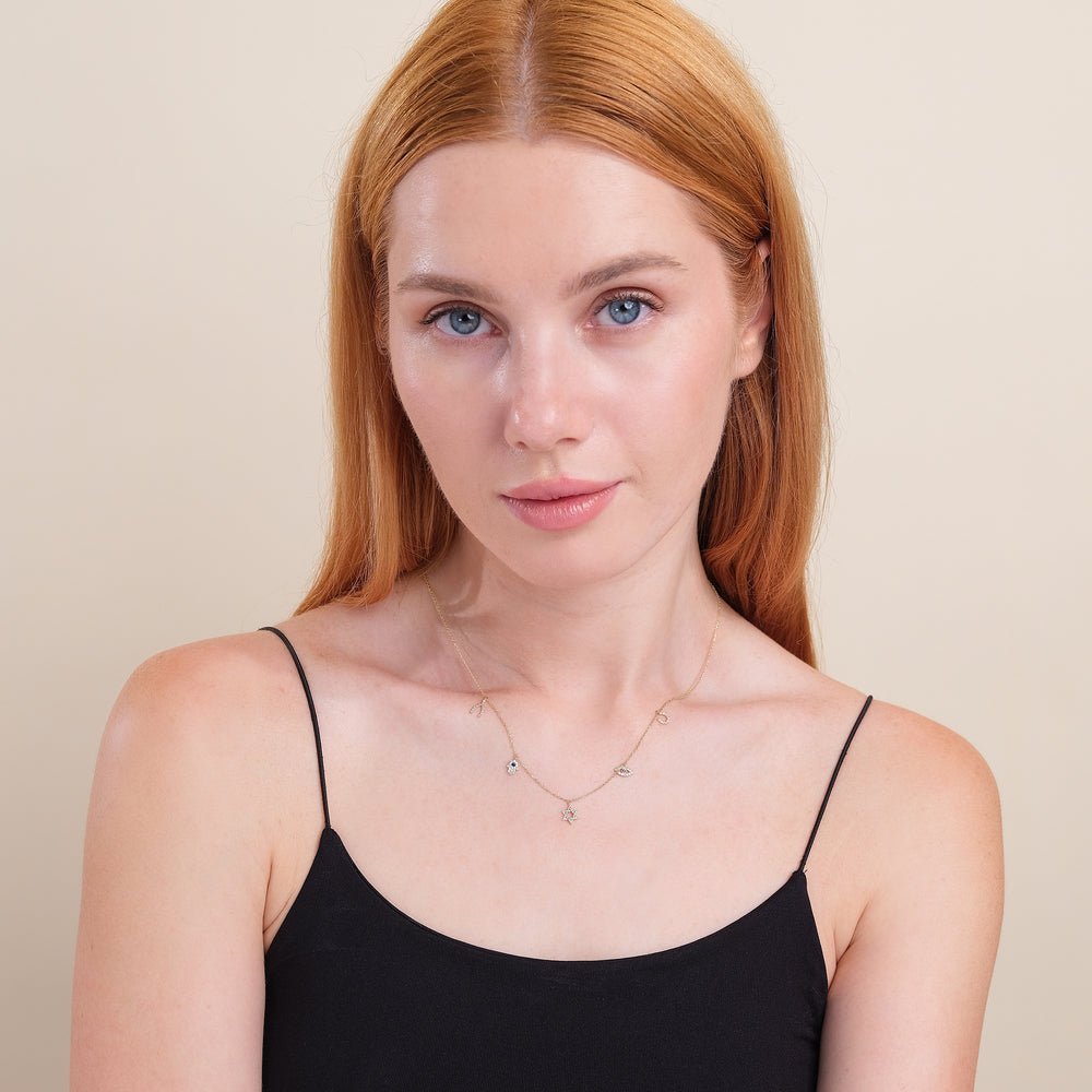 Solid Gold Good Luck Charms Necklace (1CC3BA)