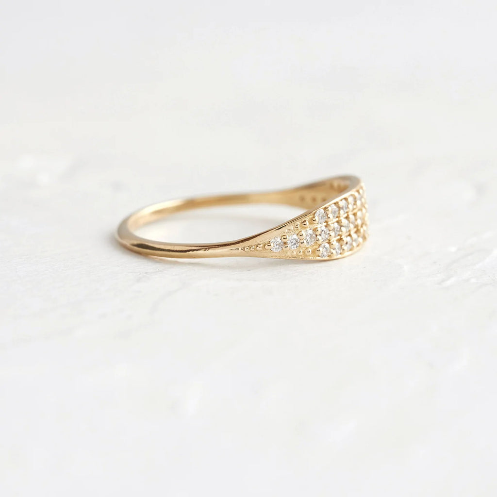 Solid Gold Lab-Grown Diamond Three Row Band