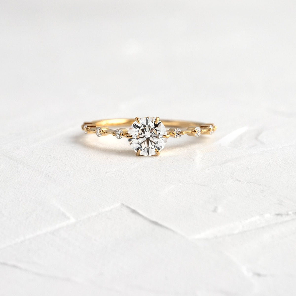 Solid Gold 1 CT Diamond Distance Ring, Diamond Moissanite Ring