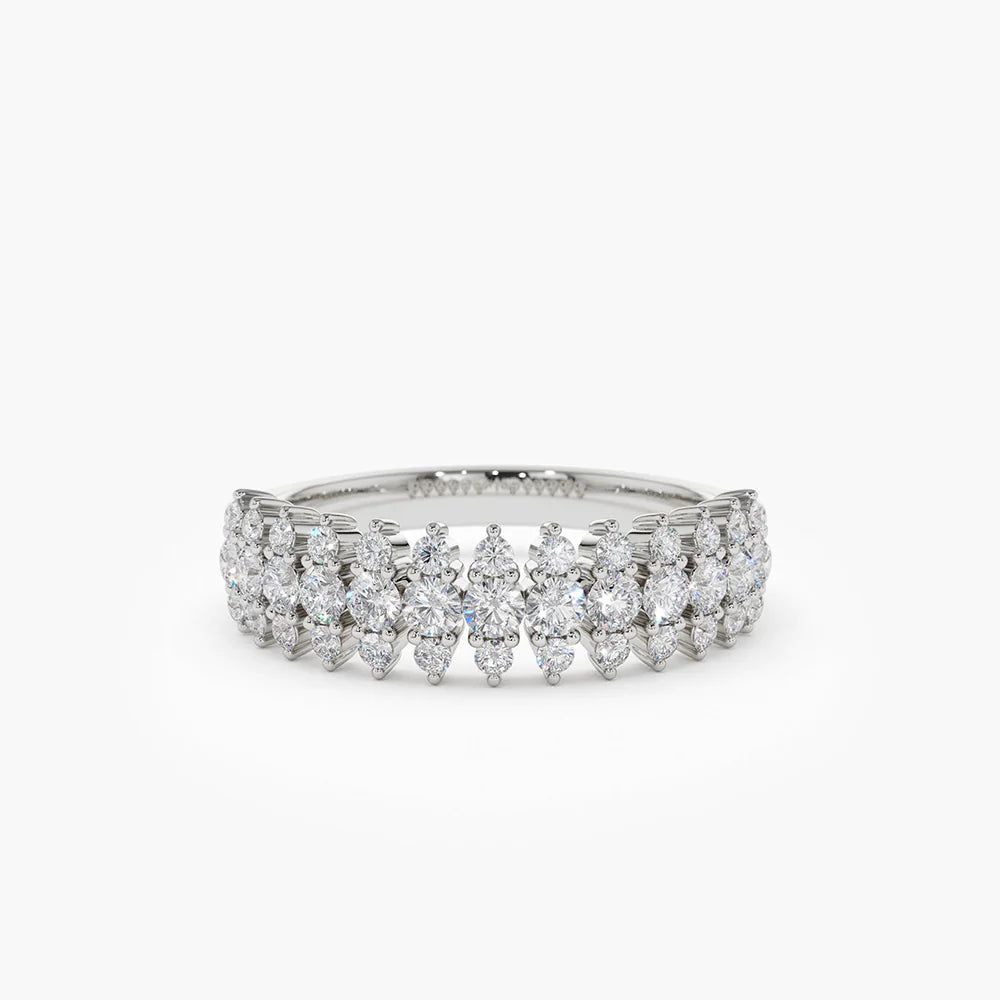 Solid Gold Half Eternity Round Diamond Spike Ring