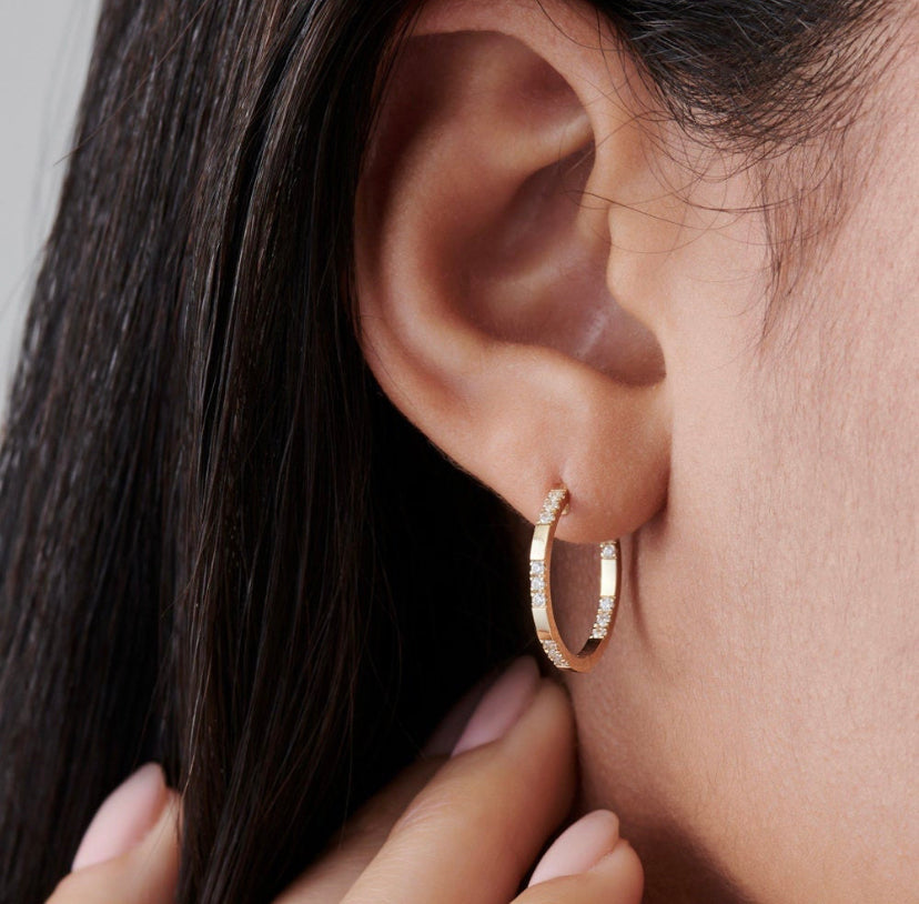 Solid Gold Diamond Hoop Earring (13227C)
