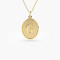 Solid Gold Oval Medallion Initial Necklace