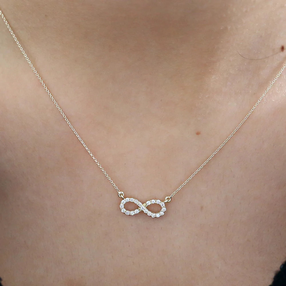 Solid Gold Diamond Infinity Necklace