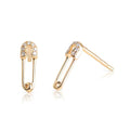 Solid Gold Diamond Safety Pin Earrings