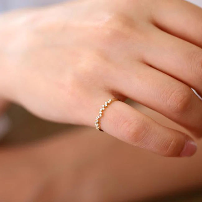 Solid Gold Zig Zag Diamond Wedding Band