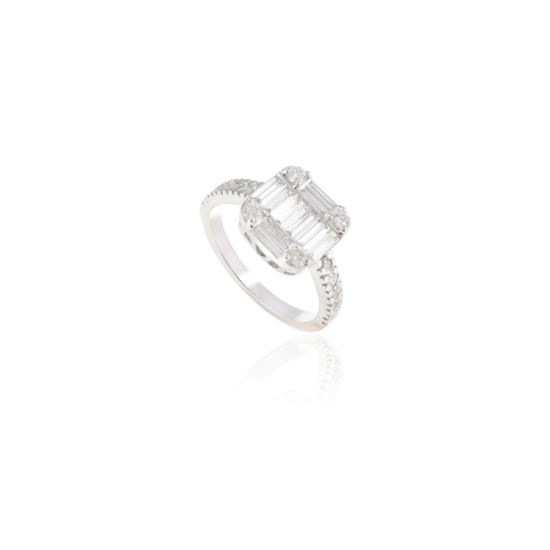14K Solid Gold 1.025 CT Diamond Illusion Setting Ring