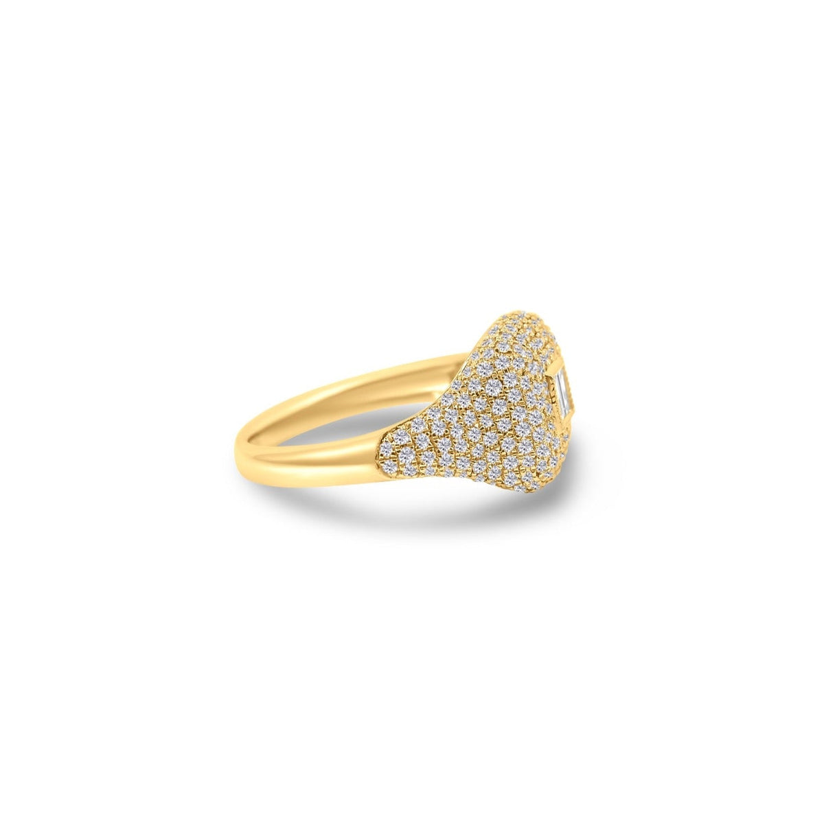Solid Gold Diamond Signet Pinky Ring