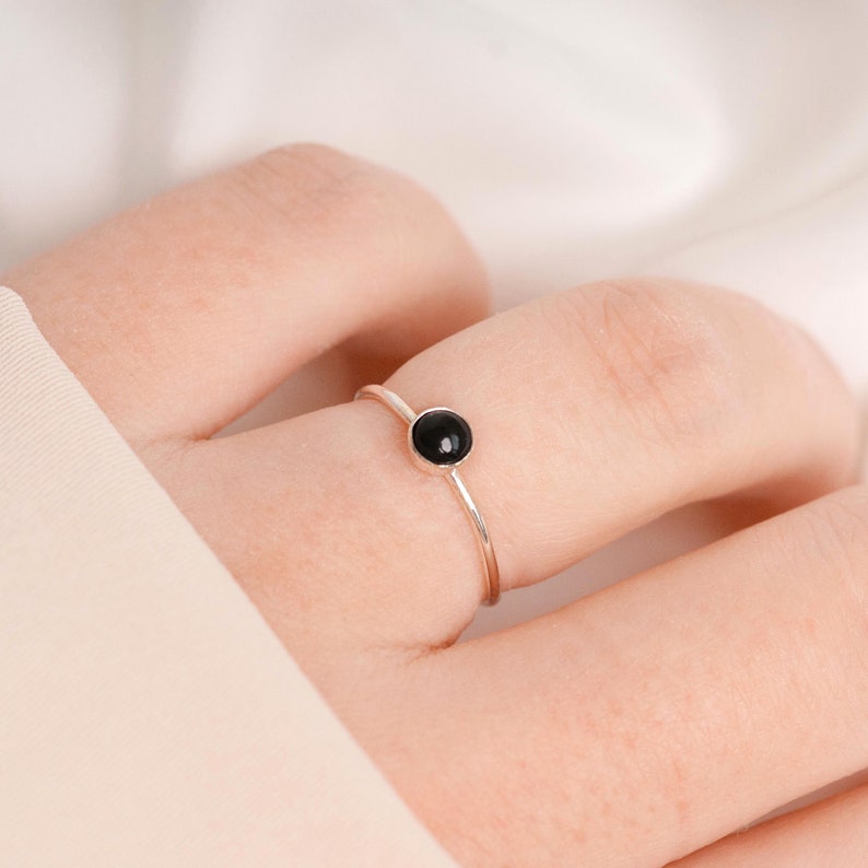 Solid Gold Onyx Stacking Ring