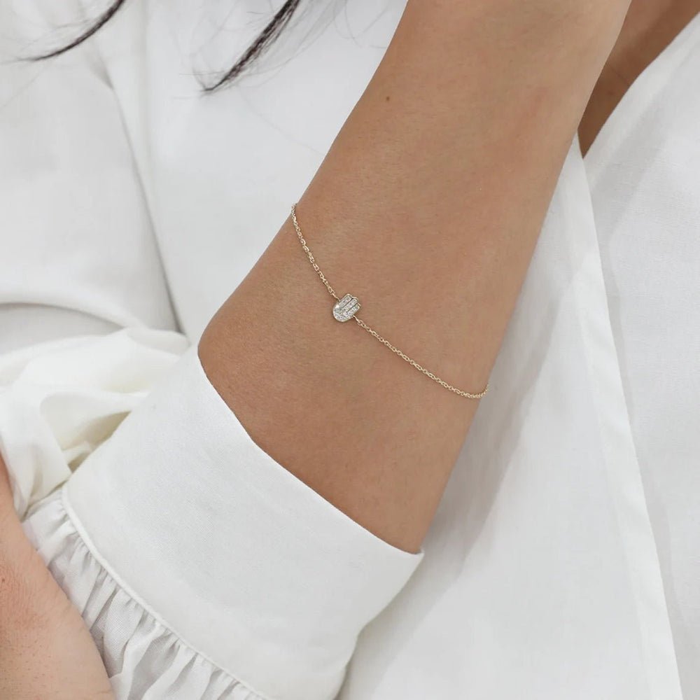 Solid Gold Diamond Hamsa Bracelet
