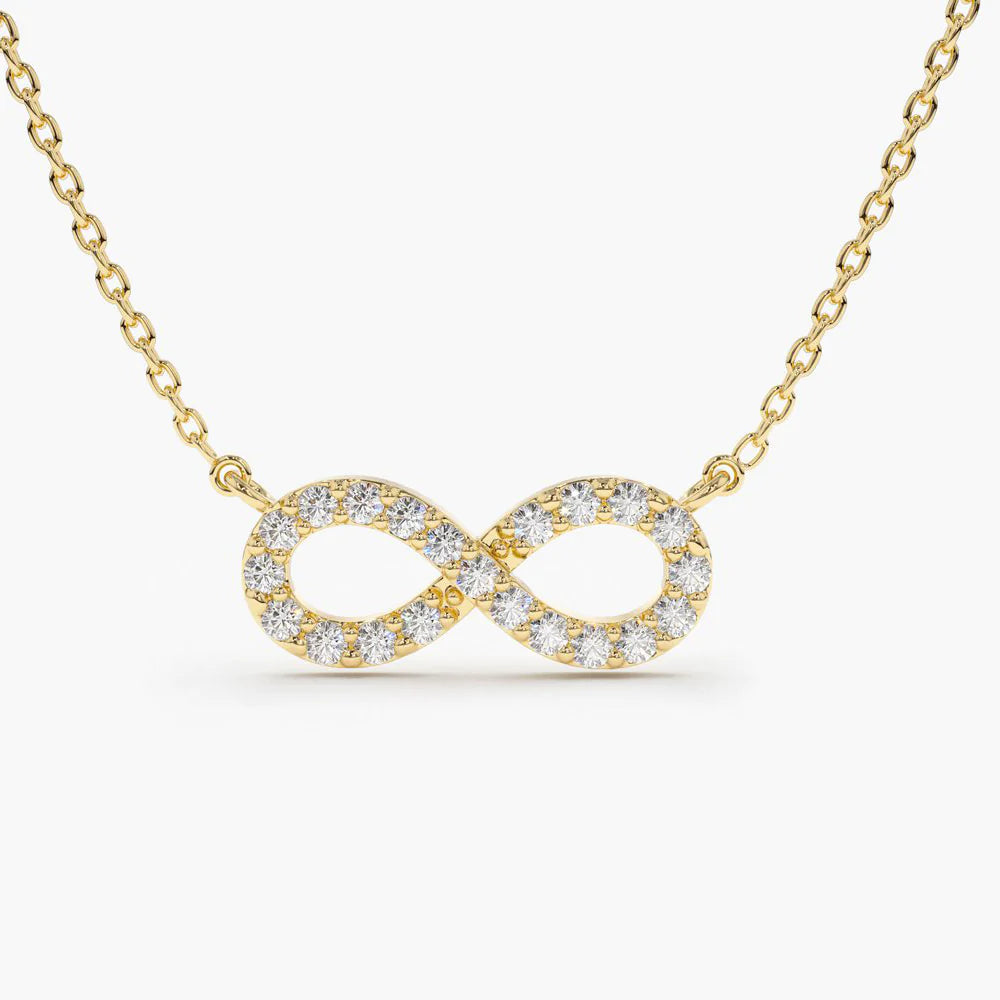 Solid Gold Diamond Infinity Necklace
