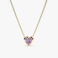 Solid Gold Amethyst Heart Necklace (007E29)