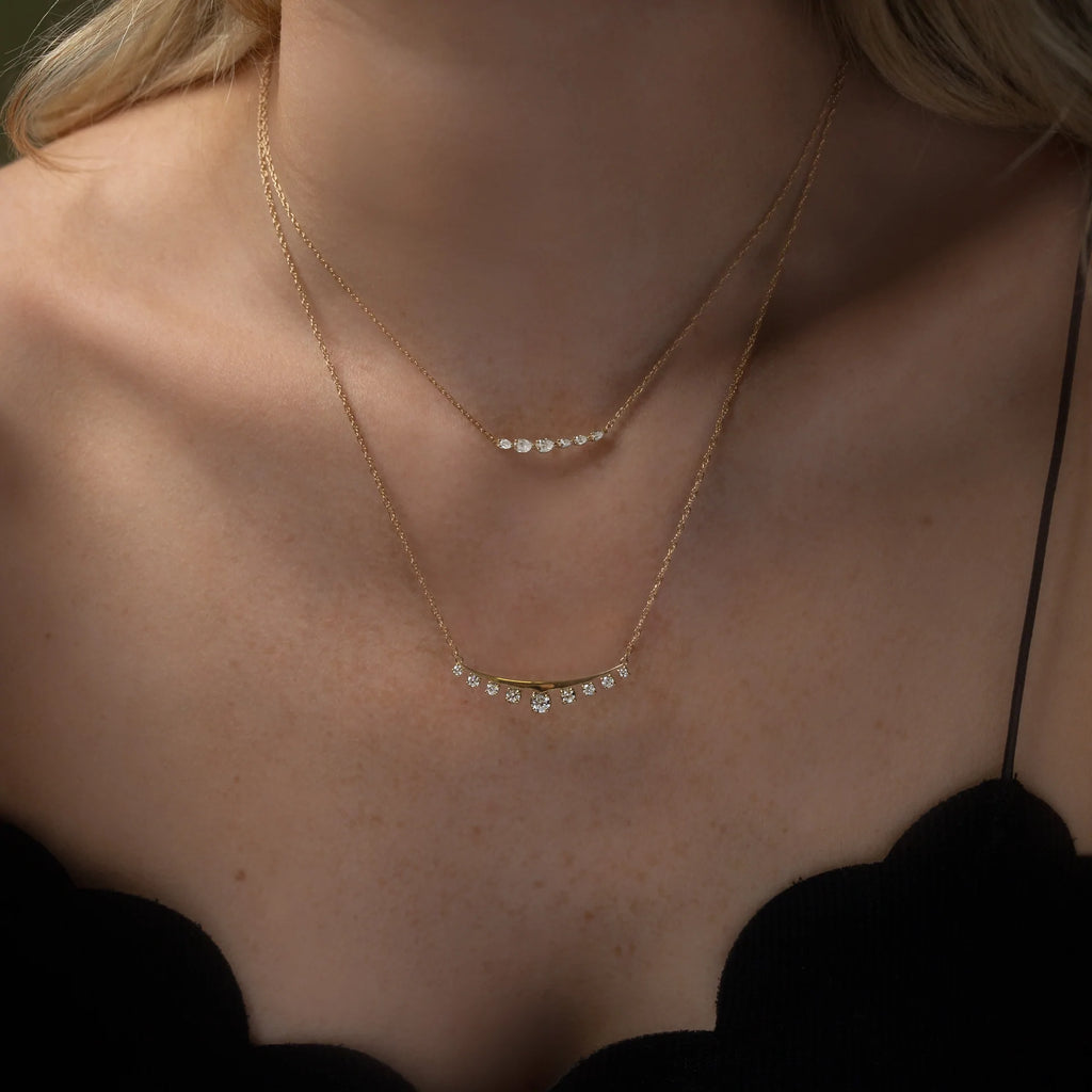 Solid Gold Diamond Arc Collar Necklace