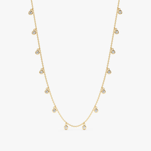 Solid Gold Diamond Bezel Station Necklace (59C5CC)