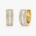 Solid Gold Thick Baguette Diamond Hoops
