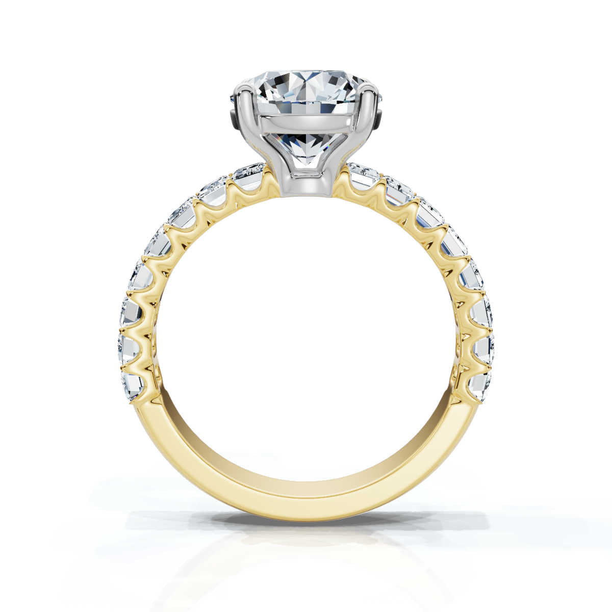 Solid Gold 3 CT Baguette & Round Shape Lab Grown Diamond Ring