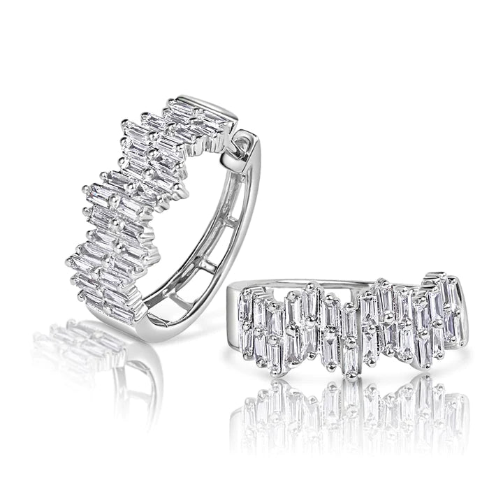 Solid Gold Ava Baguette Diamond Hoops