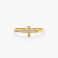 14K Solid Gold Diamond Sideways Cross Ring