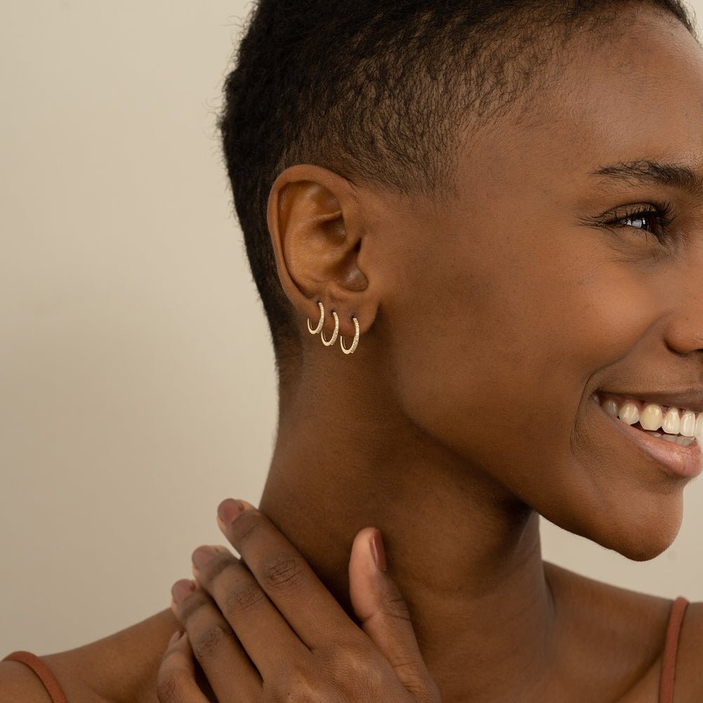 Solid Gold Diamond Hoop Earrings