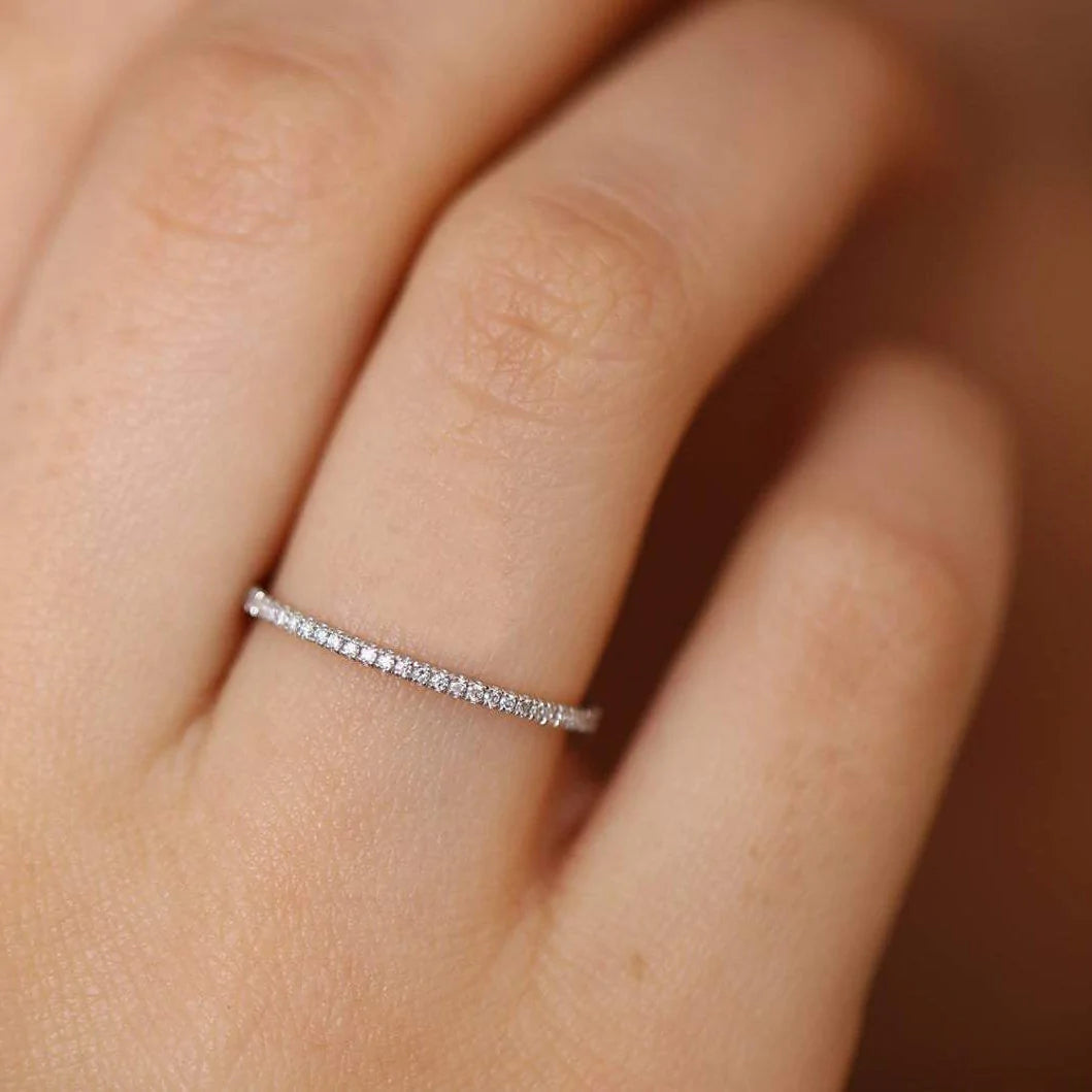 Solid Gold Micro Pave Diamond Eternity Ring