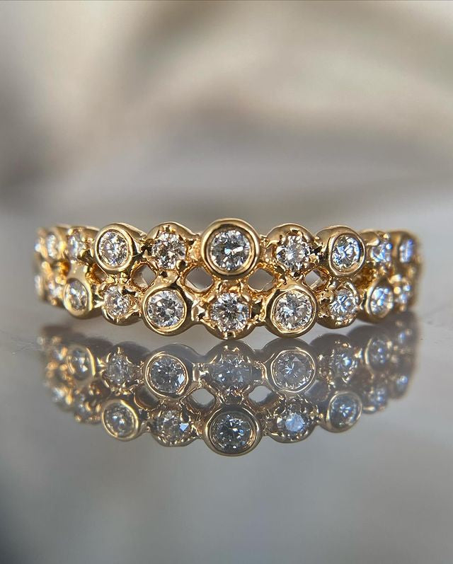 Solid Gold Two Stack Diamond Band