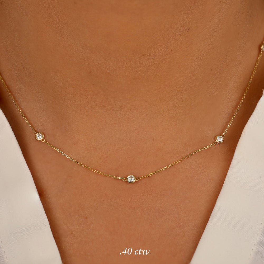 18K Solid Gold Diamond By The Yard Necklace