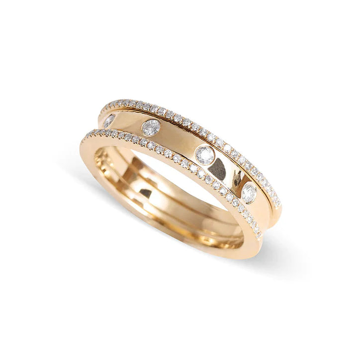 Solid Gold Wedding Band With Diamonds Madison