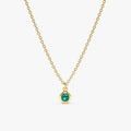 Solid Gold Natural Emerald Bezel Necklace (7492DF)