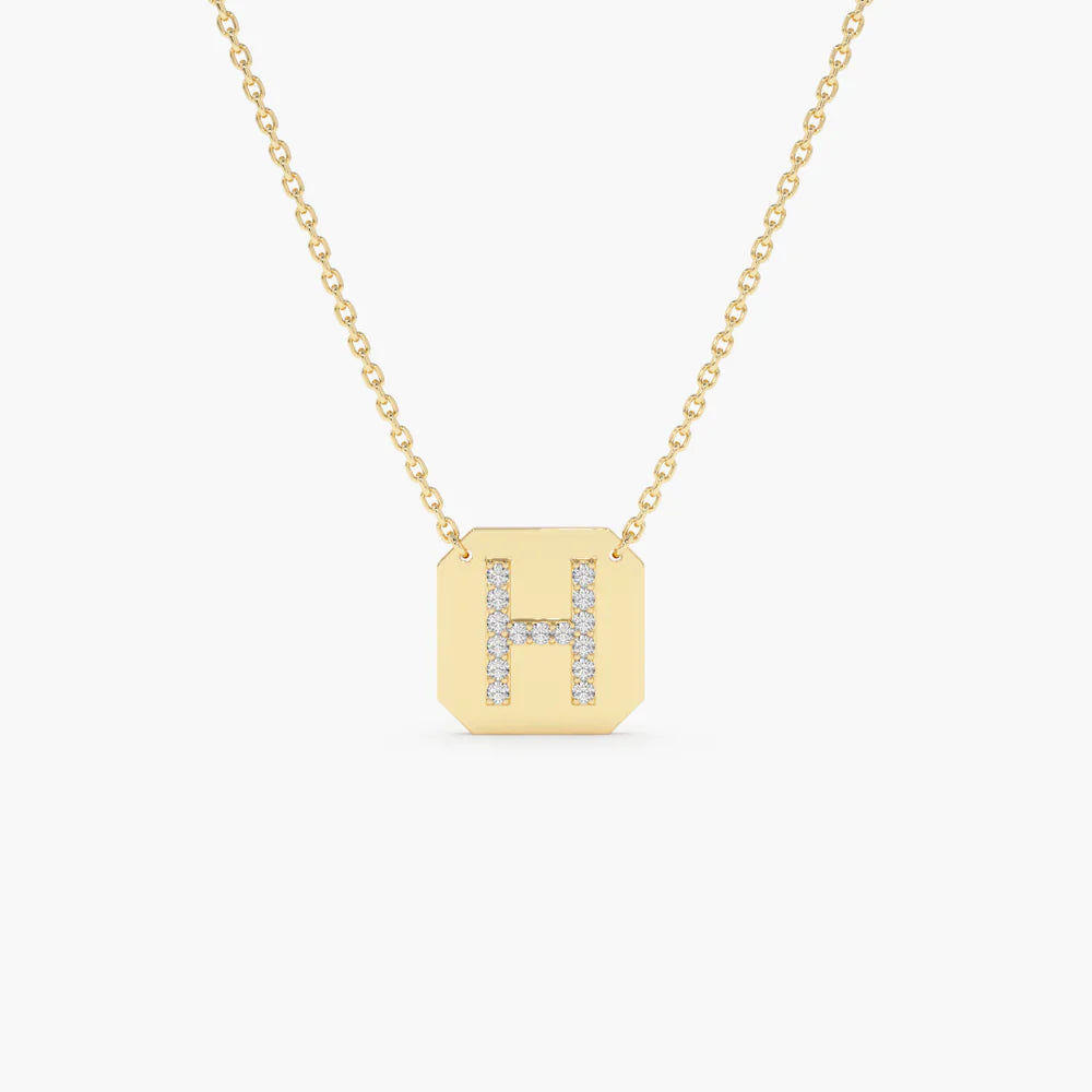 Solid Gold Diamond Letter Necklace