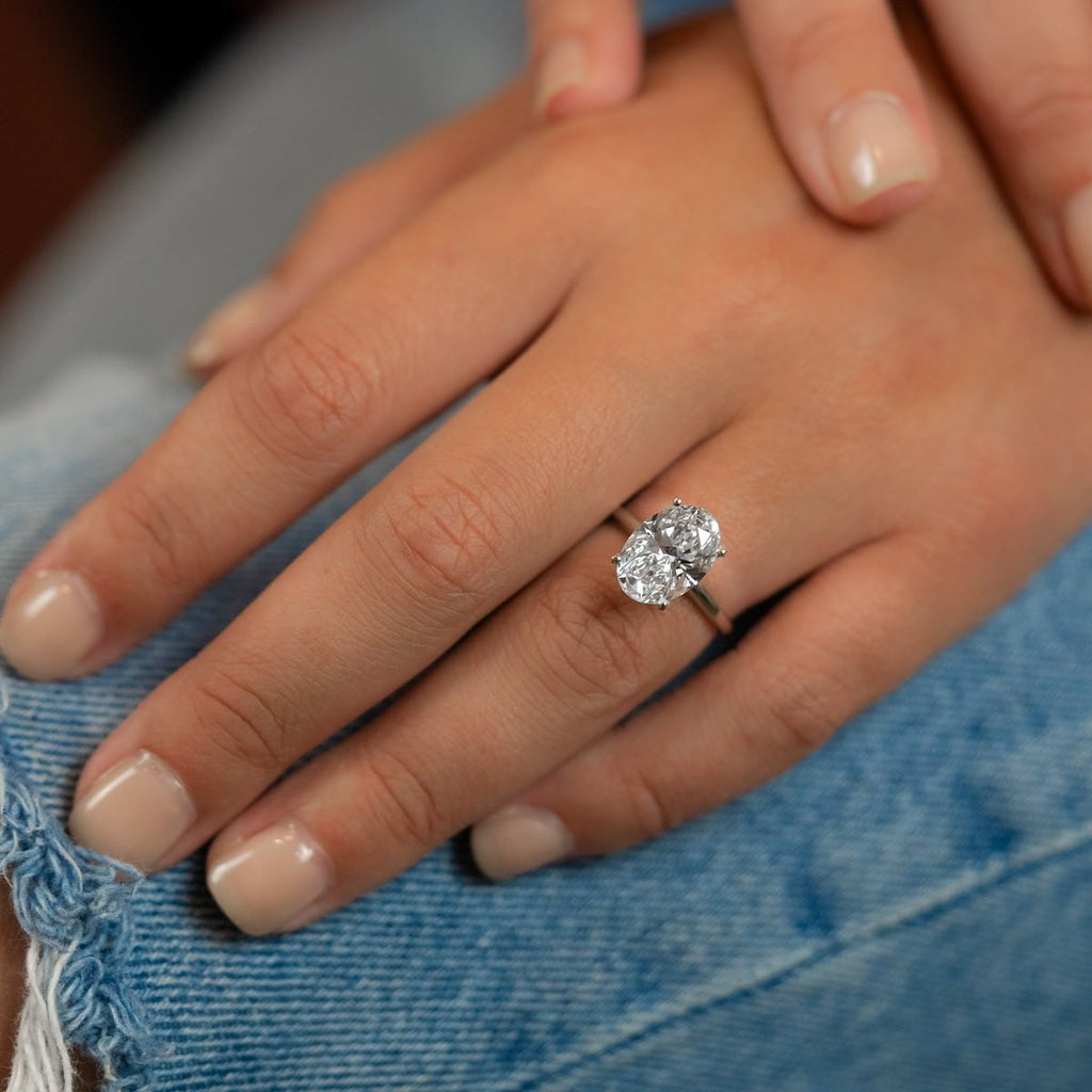 Solid Gold Oval Lab-Created Diamond Rings