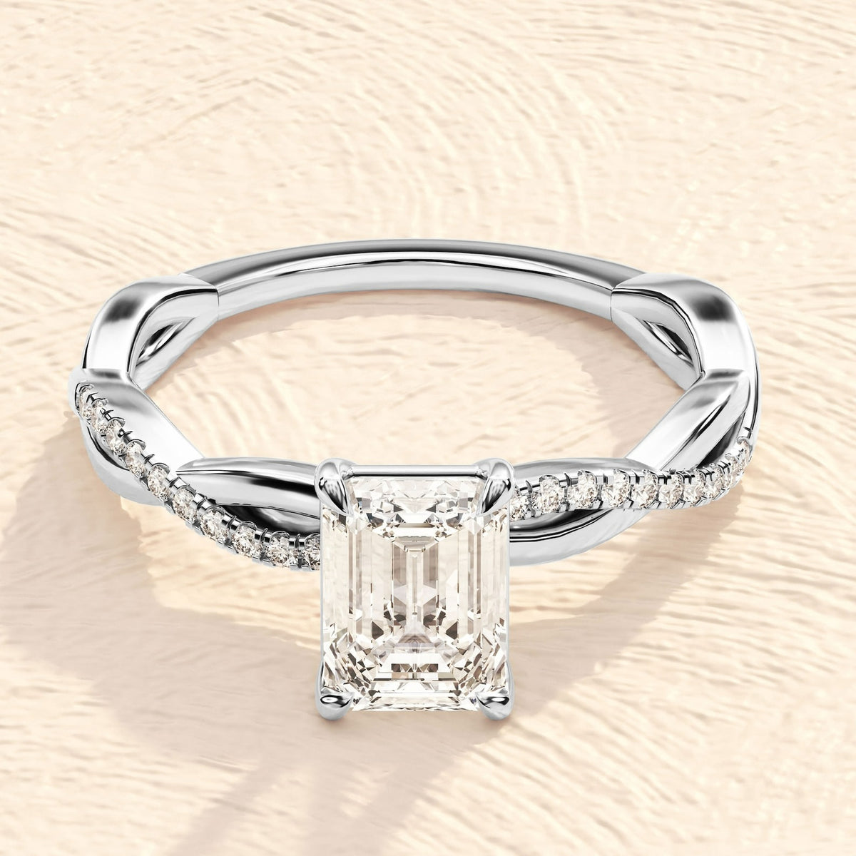 18K Solid Gold 3 CT Cushion Lab Grown Diamond Ring
